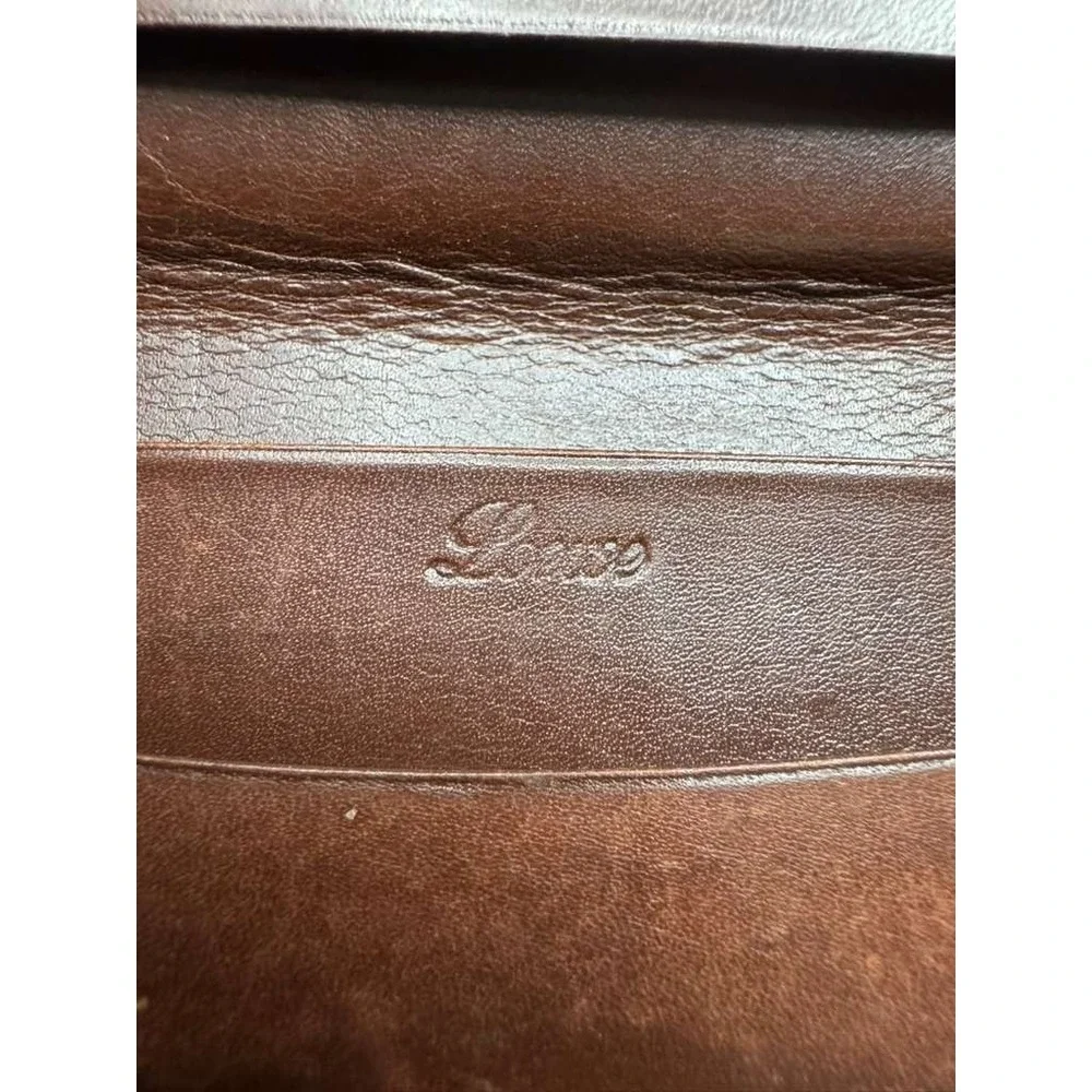 Vintage Loewe Men's Leather Logo Embossed Credit Card Bifold Wallet Brown‎